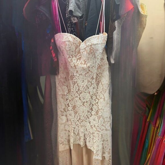 NWT Jarlo London Cleo White Lace Cami Strap Midi Nude Bridal-Ready Dress - Picture 7 of 7